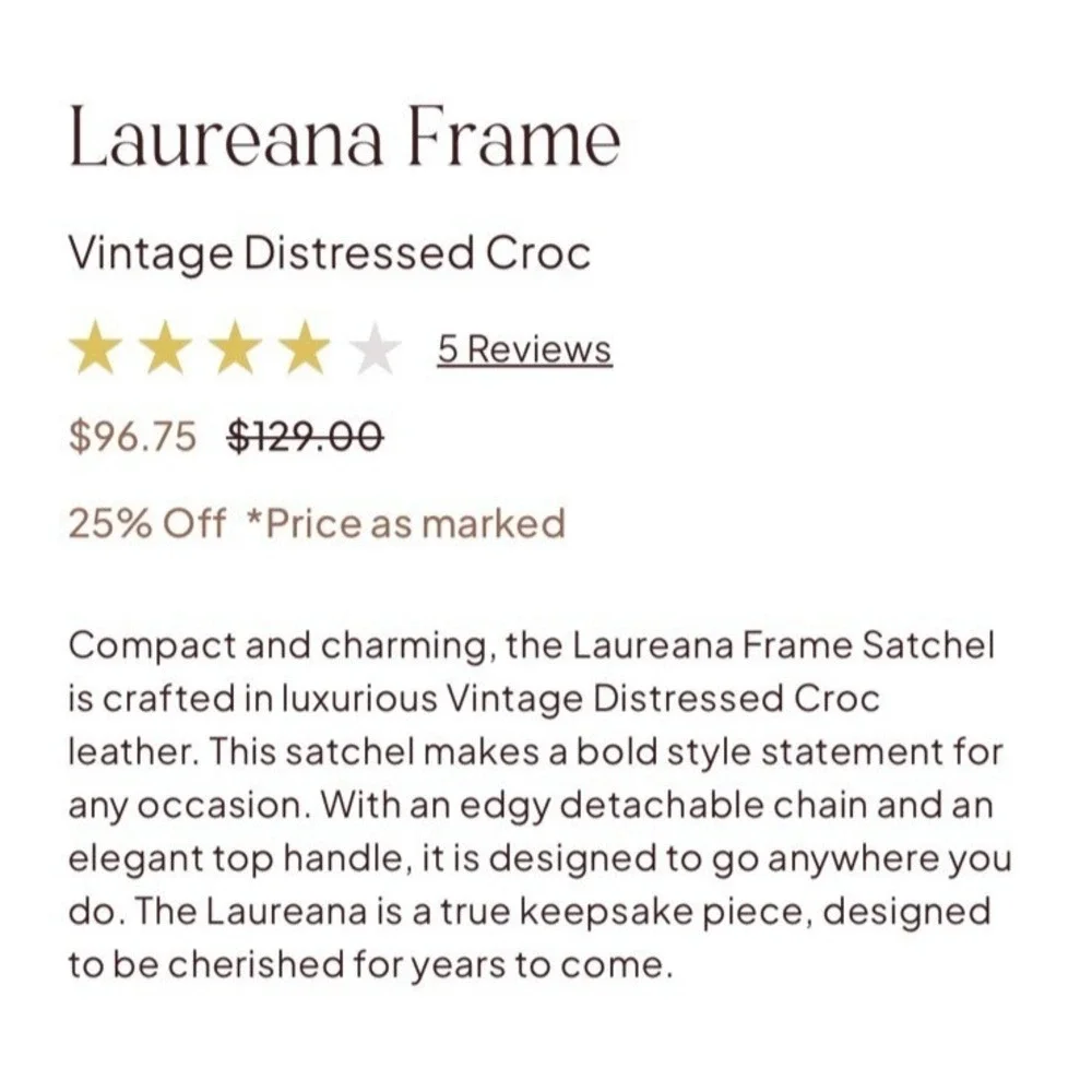 Patricia Nash Laureana Framed Satchel Brown‎ Croc Embossed Leather Bag
